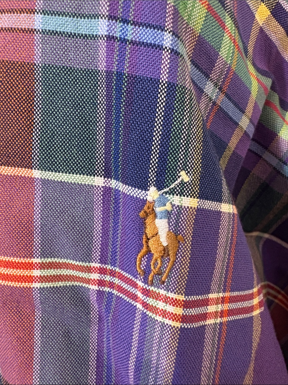 Ralph Lauren Classic Purple & Green Plaid Button-Down Shirt - Picture 2 of 8